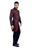 Marron and Black Indian Wedding Indo-Western Sherwani for Men RK1128SNT