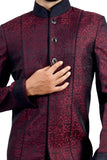 Marron and Black Indian Wedding Indo-Western Sherwani for Men RK1128SNT