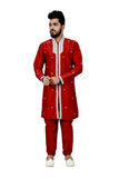 Maroon Silk Traditional Indian Wedding Indo-Western Sherwani for Men