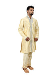 Cream Silk Traditional Indian Wedding Indo-Western Sherwani for Men