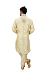 Cream Silk Traditional Indian Wedding Indo-Western Sherwani for Men