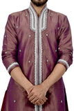 Rosy Brown Silk Traditional Indian Wedding Indo-Western Sherwani for Men