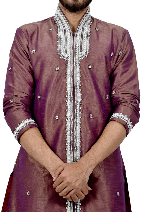 Rosy Brown Silk Traditional Indian Wedding Indo-Western Sherwani for Men