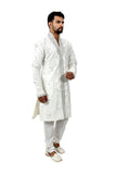 White Silk Traditional Indian Wedding Indo-Western Sherwani for Men