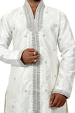 White Silk Traditional Indian Wedding Indo-Western Sherwani for Men