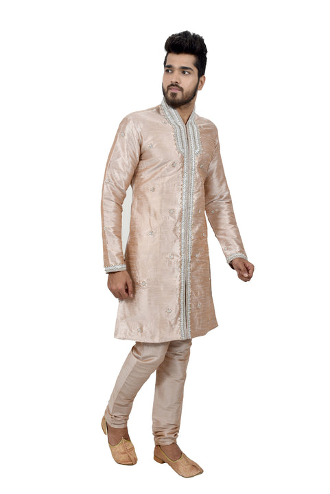 Almond Silk Traditional Indian Wedding Indo-Western Sherwani for Men