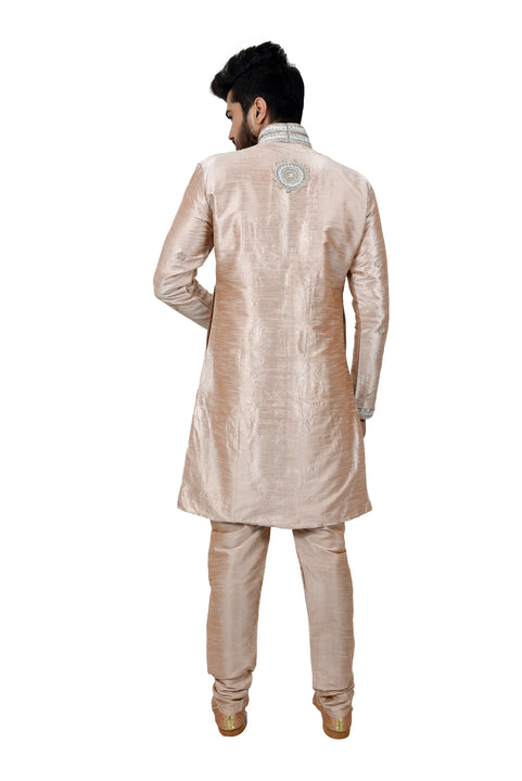 Almond Silk Traditional Indian Wedding Indo-Western Sherwani for Men