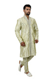 Pista Silk Traditional Indian Wedding Indo-Western Sherwani for Men