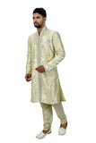 Pista Silk Traditional Indian Wedding Indo-Western Sherwani for Men