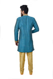 Turquoise Blue Ghiccha Silk Traditional Indian Wedding Indo-Western Sherwani for Men