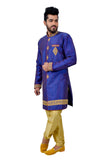 Blue Ghiccha Silk Traditional Indian Wedding Indo-Western Sherwani for Men