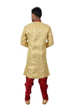 Golden Zari Brocade Silk Traditional Indian Wedding Indo-Western Sherwani for Men