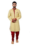 Golden Katan Stepal Brocade Silk Traditional Indian Wedding Indo-Western Sherwani for Men