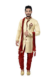 Cream Zari Brocade Silk Traditional Indian Wedding Indo-Western Sherwani for Men