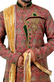Multi Brocade Silk Traditional Indian Wedding Indo-Western Sherwani for Men