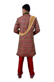 Multi Brocade Silk Traditional Indian Wedding Indo-Western Sherwani for Men