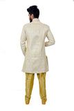 Cream Brocade Silk Traditional Indian Wedding Indo-Western Sherwani for Men