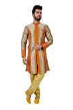 Khakhi Silk Traditional Indian Wedding Indo-Western Sherwani for Men
