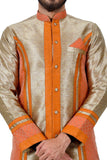 Khakhi Silk Traditional Indian Wedding Indo-Western Sherwani for Men