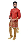 Maroon Silk Traditional Indian Wedding Indo-Western Sherwani for Men