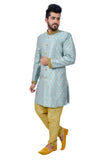 Multi Satan Tehra Brocade Silk Traditional Indian Wedding Indo-Western Sherwani for Men