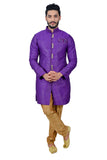 Dark Violet Silk Traditional Indian Wedding Indo-Western Sherwani for Men