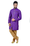 Dark Violet Silk Traditional Indian Wedding Indo-Western Sherwani for Men