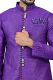 Dark Violet Silk Traditional Indian Wedding Indo-Western Sherwani for Men