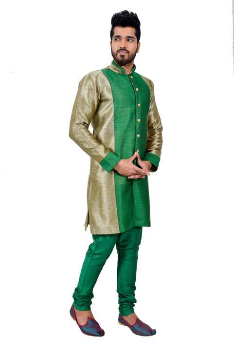 Khahki Silk Traditional Indian Wedding Indo-Western Sherwani for Men