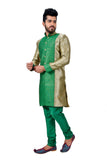 Khahki Silk Traditional Indian Wedding Indo-Western Sherwani for Men