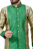 Khahki Silk Traditional Indian Wedding Indo-Western Sherwani for Men