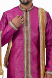 Neonpurple Silk Traditional Indian Wedding Indo-Western Sherwani for Men