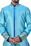 Peacockblue Silk Traditional Indian Wedding Indo-Western Sherwani for Men