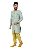 Multi Zari Brocade Silk Traditional Indian Wedding Indo-Western Sherwani for Men