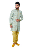 Multi Zari Brocade Silk Traditional Indian Wedding Indo-Western Sherwani for Men