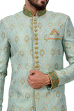 Multi Zari Brocade Silk Traditional Indian Wedding Indo-Western Sherwani for Men