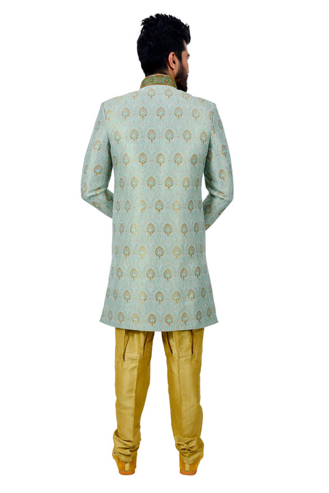 Multi Zari Brocade Silk Traditional Indian Wedding Indo-Western Sherwani for Men