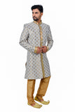 Multi Cotton Brocade Silk Traditional Indian Wedding Indo-Western Sherwani for Men