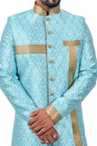 Multi Dupiondohra Brocade Silk Traditional Indian Wedding Indo-Western Sherwani for Men