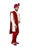 Cream Silk Traditional Indian Wedding Indo-Western Sherwani for Men