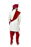 Cream Silk Traditional Indian Wedding Indo-Western Sherwani for Men