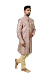 Multi Dupiondohra Brocade Silk Traditional Indian Wedding Indo-Western Sherwani for Men