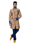 Multi Zari Brocade Silk Traditional Indian Wedding Indo-Western Sherwani for Men