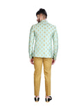 Elegant Sea Foam Silk Jodhpuri Printed Wedding Indian Suit Set For Men - RK3082SNT