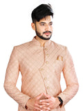 Pristine Peach Wedding Jodhpuri Printed Indian Suit Set For Men - RK3085SNT