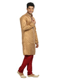 Golden Indian Wedding Kurta Pajama Sherwani for Men