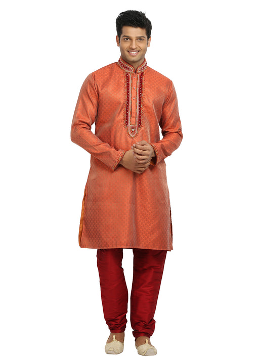 Saffron Indian Wedding Kurta Pajama Sherwani for Men