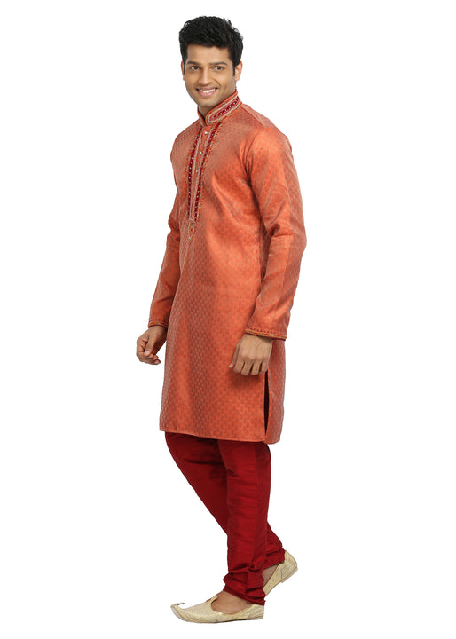 Saffron Indian Wedding Kurta Pajama Sherwani for Men