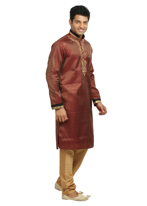 Rust Indian Wedding Kurta Pajama Sherwani for Men