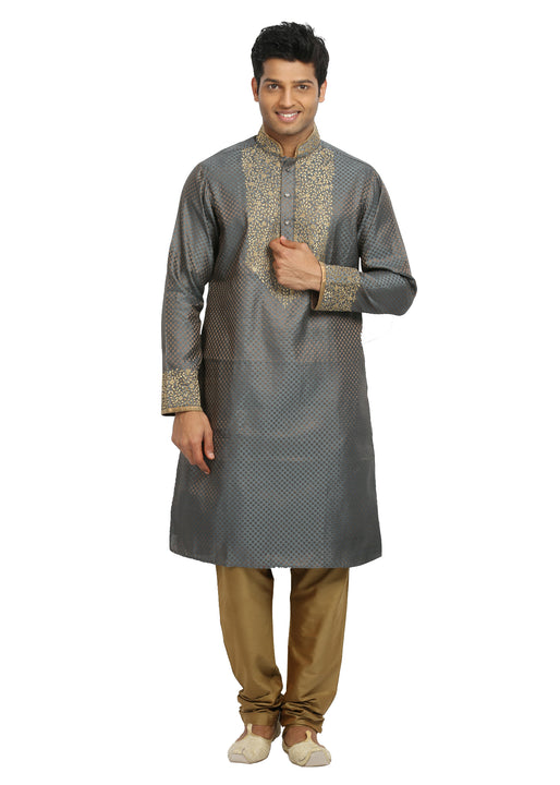 Smoke Grey Indian Wedding Kurta Pajama Sherwani for Men